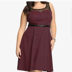 Pink and Black Striped skater dress